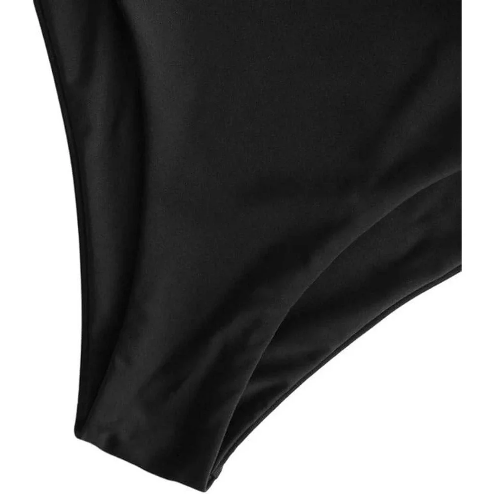 Zaful High‎ Waist Bikini Bottom Black Ruched Swimsuit US 8-10